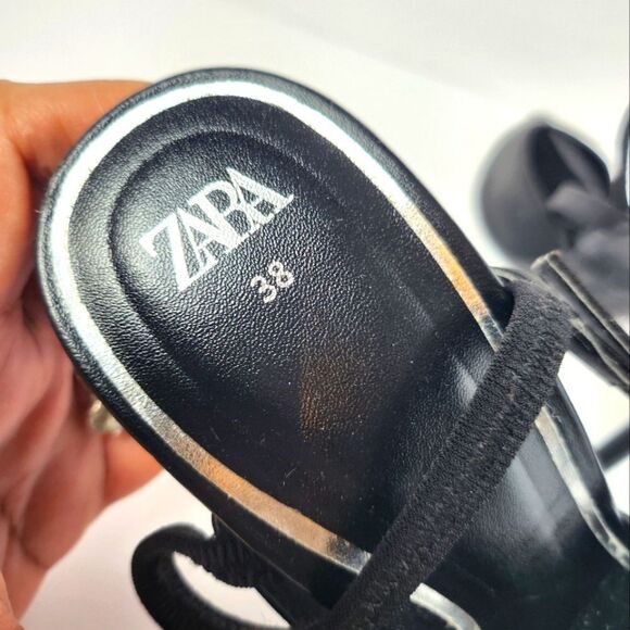 Zara Mesh Pointed Toe Black Heels Womens Size 38 - Picture 7 of 7